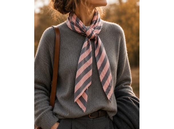 Dame Sjal stripet triangle rosa Høst26 