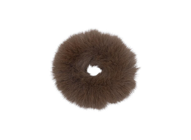 Hårstrikk "tynn fake fur" brun 
