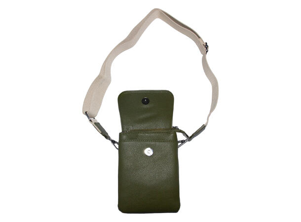 Mobilveske sølv m/offwite strap olivengrønn 