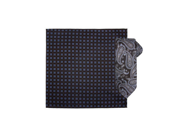 Santi 8cm silkeslips+lommetørkle paisley sett hengende brun 