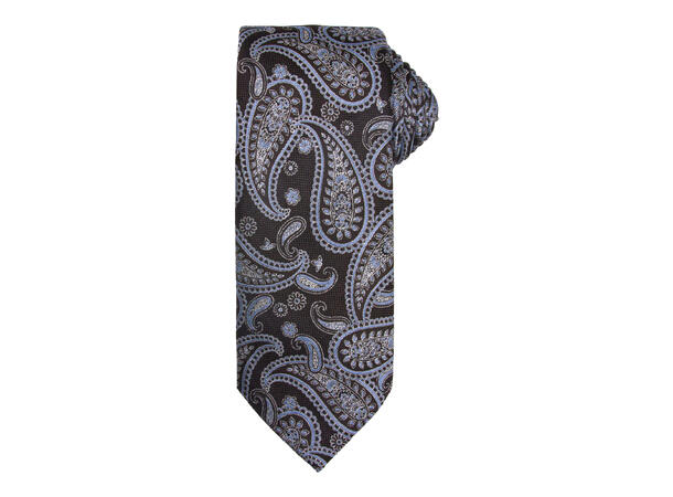 Santi 8cm silkeslips+lommetørkle paisley sett hengende brun 