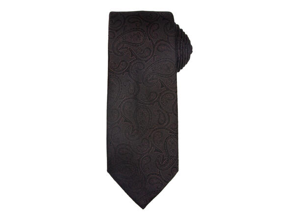 Santi 8cm silkeslips+lommetørkle paisley sett hengende brun 
