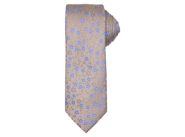 Santi silkeslips+lommetørkle mønstert sett hengende beige 