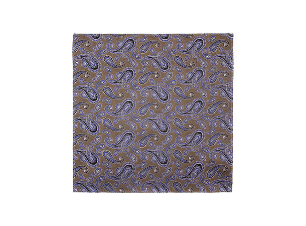 Santi silkeslips+lommetørkle mønstert sett hengende beige 