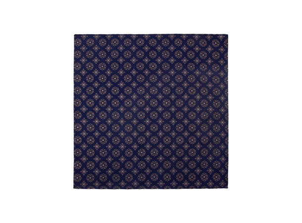 Santi silkeslips+lommetørkle mønstert sett hengende navy 