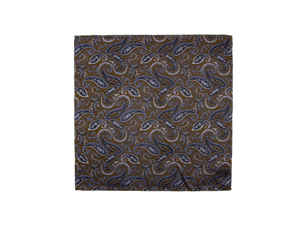 Santi silkeslips+lommetørkle mønstret* sett hengende cognac 