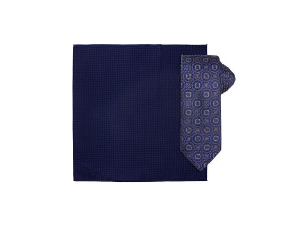 Santi silkeslips+lommetørkle mønstret* sett hengende jeans blå 