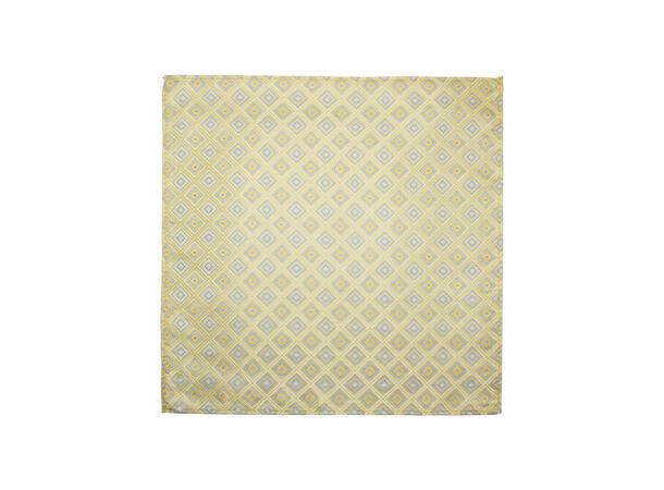 Santi silkeslips+lommetørkle mønstret sett hengende gul 