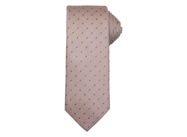 Santi silkeslips+lommetørkle mønstret sett hengende beige 