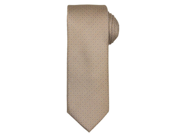 Santi silkeslips+lommetørkle mønstret sett hengende beige 