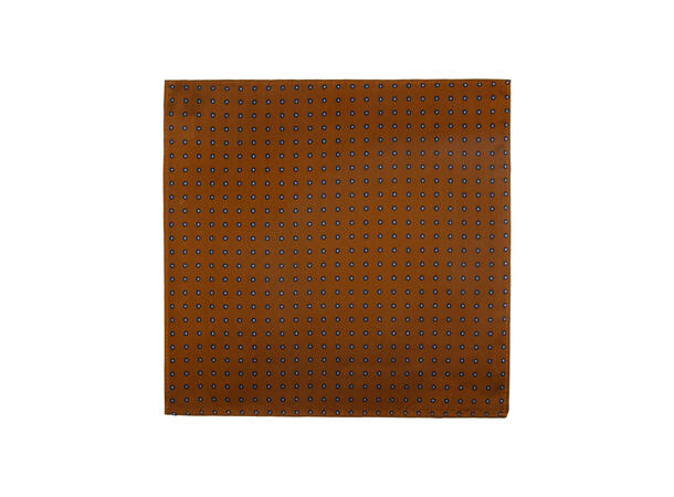 Santi silkeslips+lommetørkle mønstret sett hengende cognac 