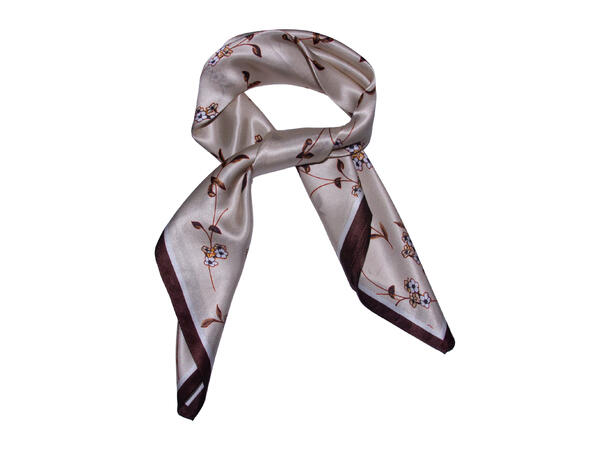 Skjerf blomstert SILKE 70x70 NEW brun* 