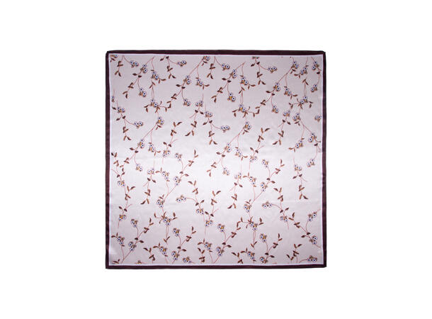Skjerf blomstert SILKE 70x70 NEW brun* 