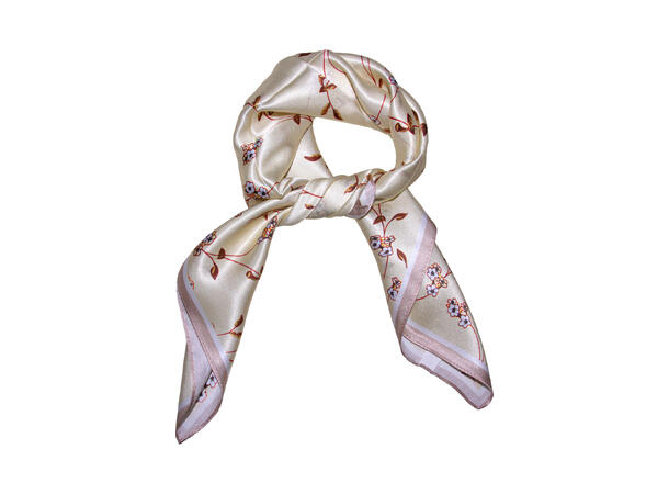 Skjerf blomstert SILKE 70x70 gul 