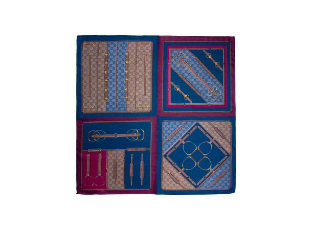 Skjerf m/seletøy 68x68cm blå 