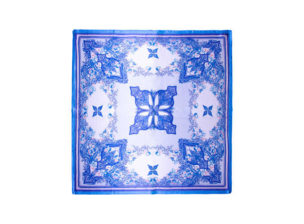 Skjerf paisley SILKE 70x70 blå 