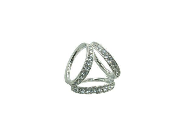 Skjerf ring "stor m/strass" sølv 
