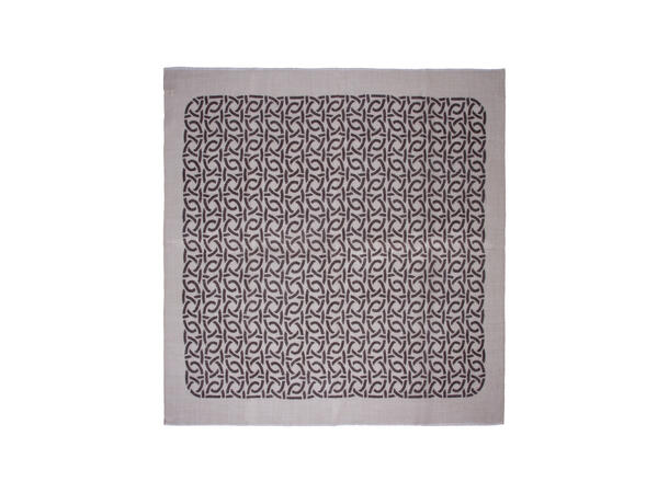 Skjerf ull m/mønster 85x85cm beige/brun 