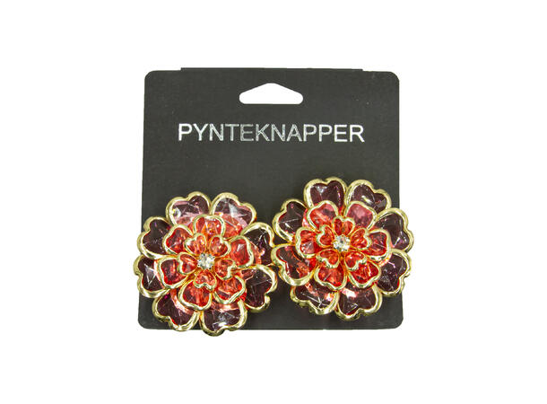 Skjorteknapp stor blomst rosa 