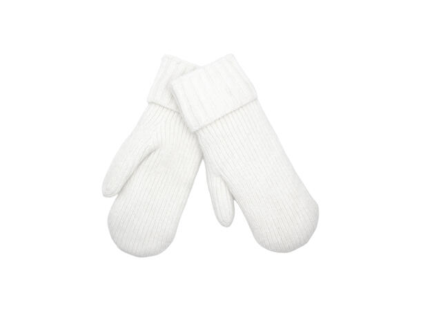 Dame strikket vott m/teddy fôr offwhite Høst26 