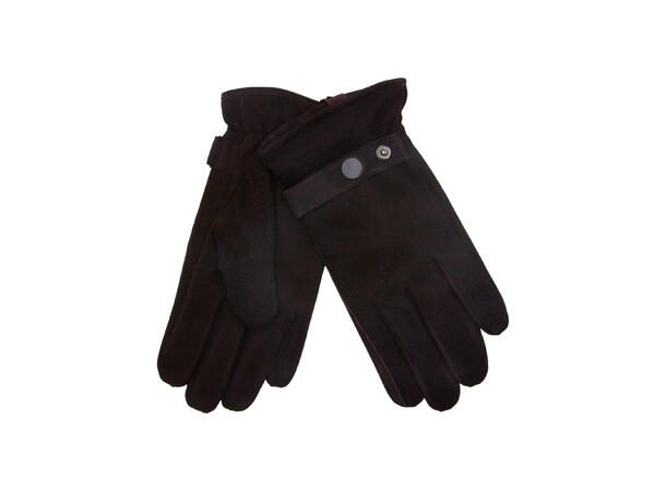 Herre hanske m/dobbelside skinn og ull Høst26 brun m/beige ull 