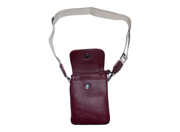 Mobilveske sølv m/offwite strap bordeaux 