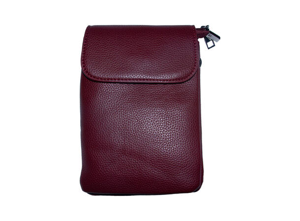 Mobilveske sølv m/offwite strap bordeaux 