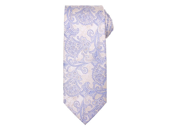 Santi 8cm silkeslips+lommetørkle mønster sett hengende beige 