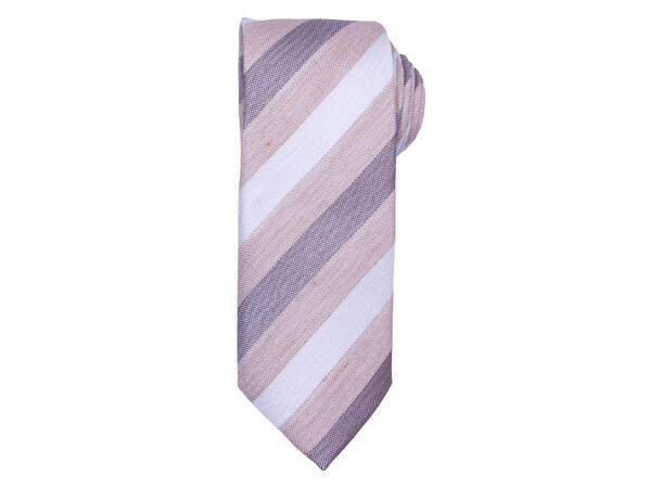 Santi silkeslips+lommetørkle "linenlook* sett hengende beige 