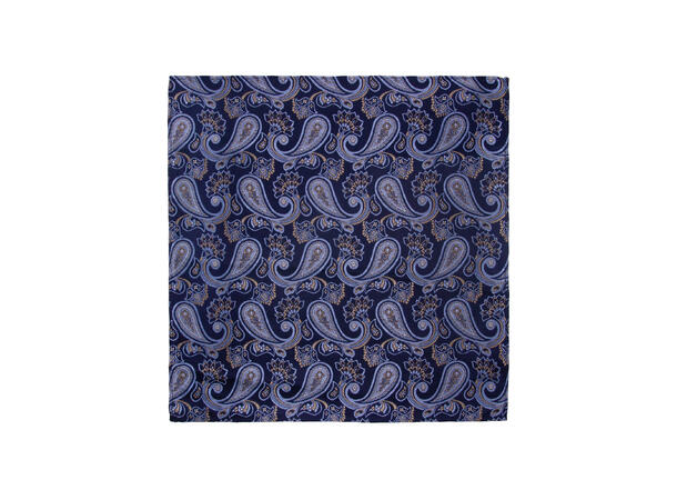 Santi silkeslips+lommetørkle mønstret* sett hengende navy 