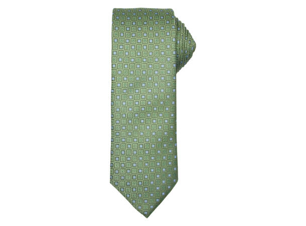 Santi silkeslips+lommetørkle mønstret sett hengende grønn 