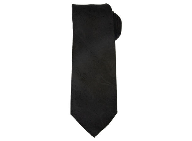 Santi silkeslips+lommetørkle paisley sett hengende sort 