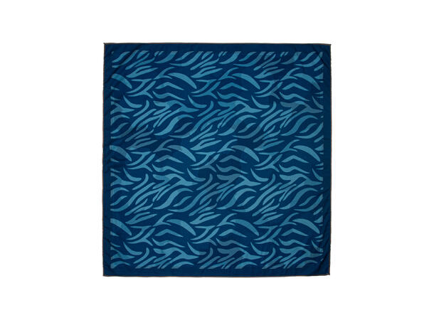 Skjerf dobbelprint blomst/dyreprint 70x70cm blå 
