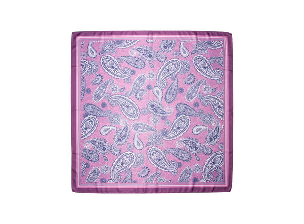 Skjerf dobbeltside paisley 70x70 rosa 