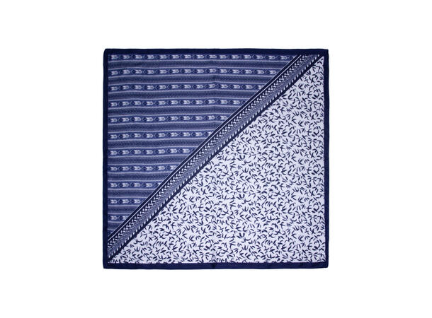 Skjerf halvprint 68x68cm blå 