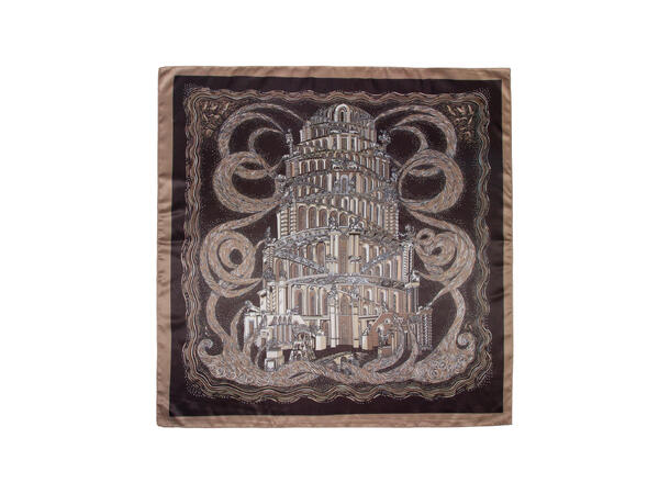 Skjerf m/bygning 70x70 NEW brun 