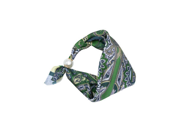 Skjerf m/mønster liten m/perle grønn 