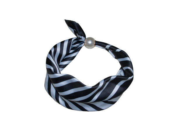 Skjerf m/striper 70x70 m/perle sort 