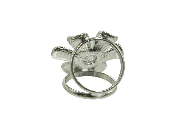 Skjerf ring blomst m/strass sølv 