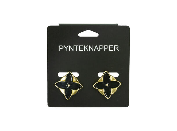 Skjorteknapp blomst sort 