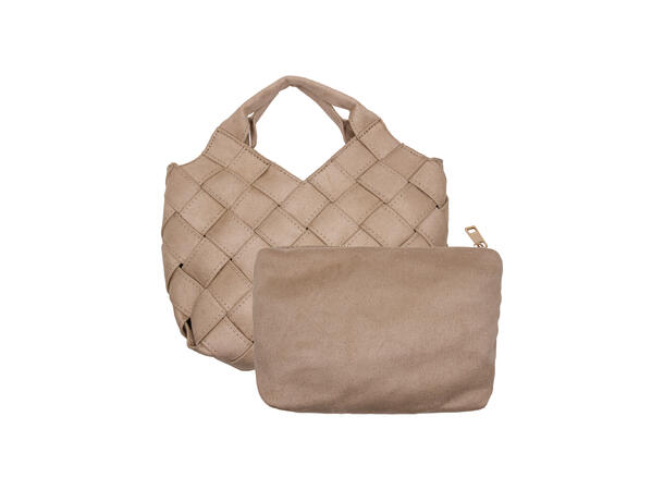 Håndveske "flettet" velvet taupe 