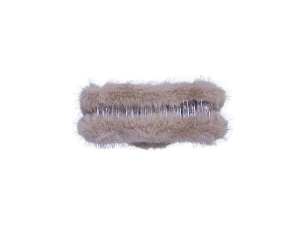 Hårklype "fake fur" 7x13cm beige 