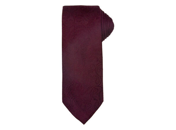 Santi 8cm silkeslips+lommetørkle paisley sett hengende vinrød 