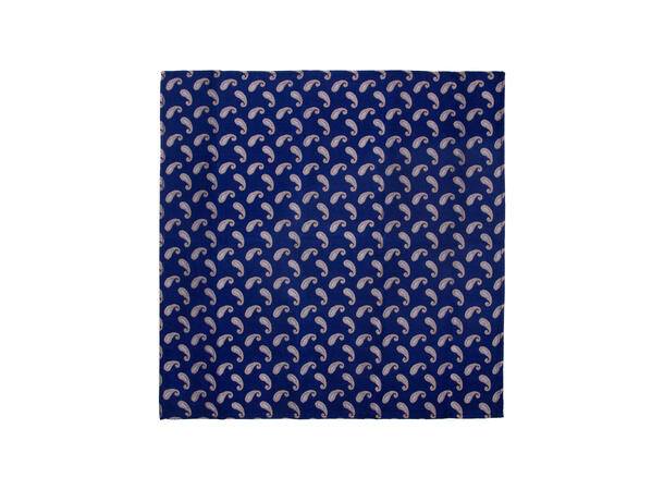 Santi silkeslips+lommetørkle mønstret sett hengende blå 