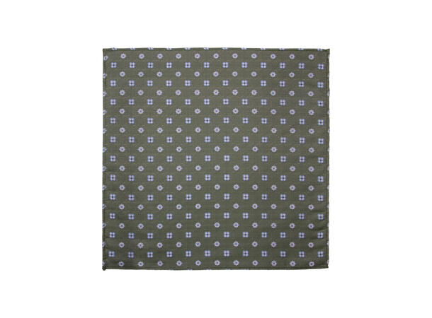 Santi silkeslips+lommetørkle mønstret sett hengende grønn 