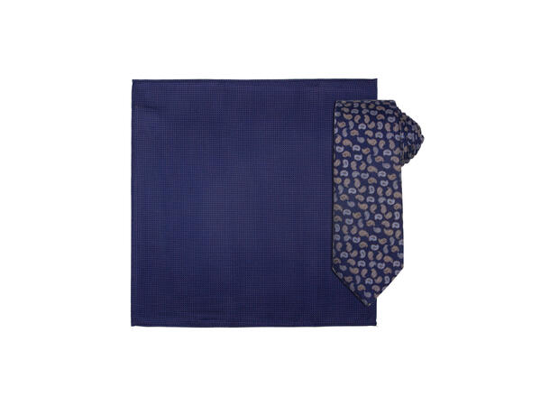 Santi silkeslips+lommetørkle mønstret sett hengende jeans blå 