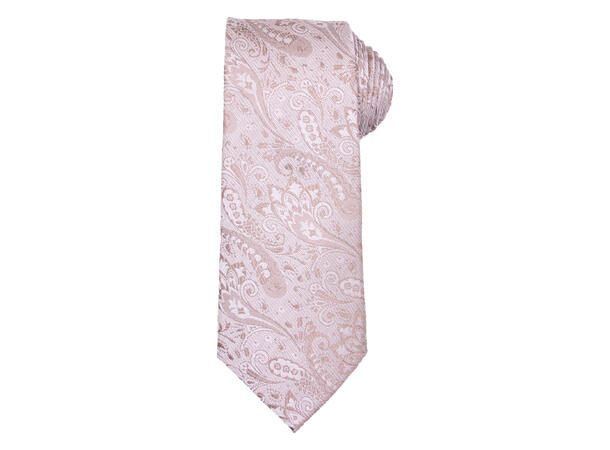Santi silkeslips+lommetørkle paisley sett hengende beige 