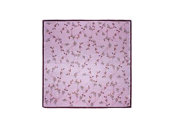 Skjerf blomstert SILKE 70x70 NEW vinrød 