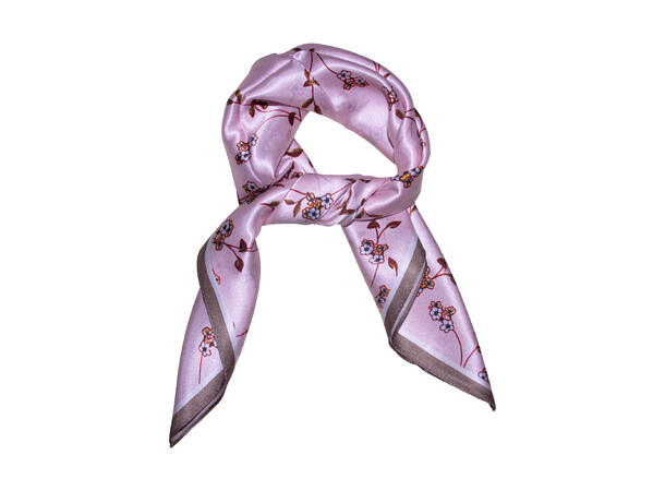 Skjerf blomstert SILKE 70x70 rosa 