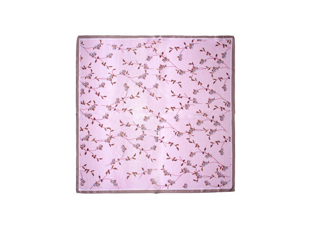Skjerf blomstert SILKE 70x70 rosa 